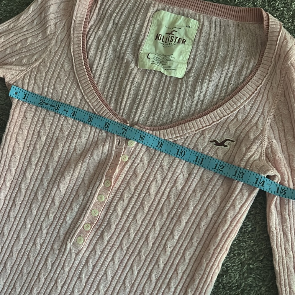 Rare Hollister Y2K vintage pink cable knit 3/4 sleeve Henley top - Picture 10 of 12